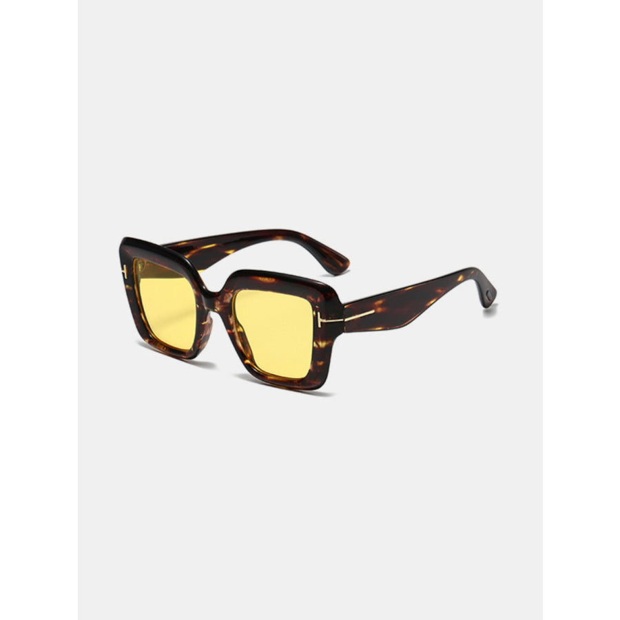 Polycarbonate Frame Square Sunglasses Yellow / One Size Apparel and Accessories