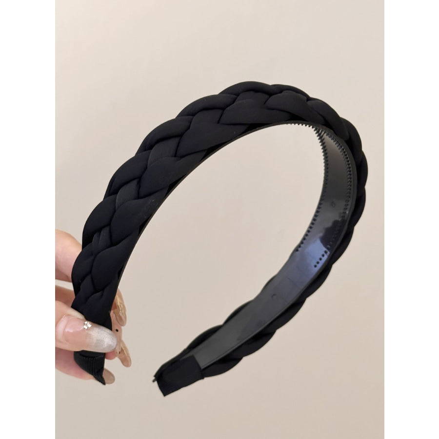 Polyester Braided Wide Headband Black / One Size Apparel and Accessories