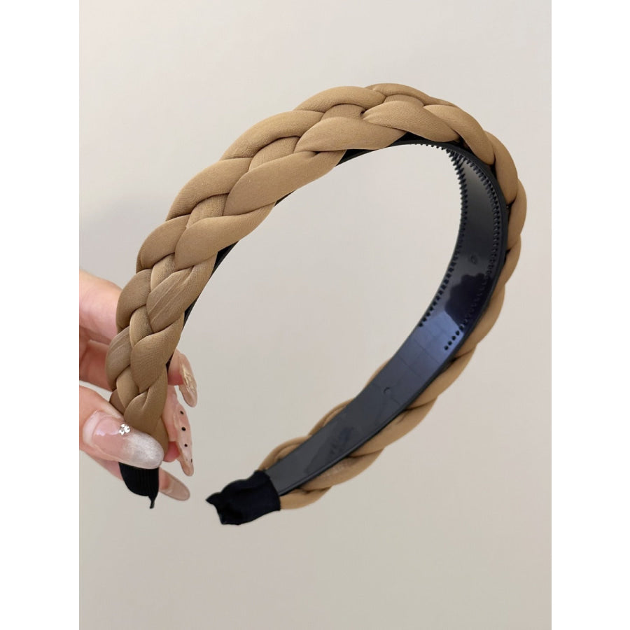 Polyester Braided Wide Headband Camel / One Size Apparel and Accessories