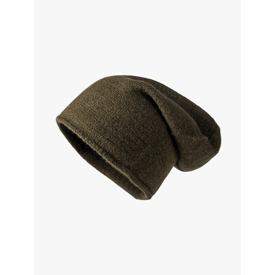 Polyester Knit Beanie Hat Army Green / One Size Apparel and Accessories