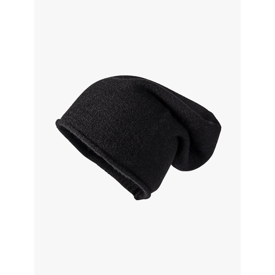 Polyester Knit Beanie Hat Black / One Size Apparel and Accessories