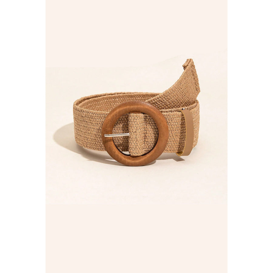 Polypropylene Woven Buckle Belt Camel / One Size Apparel and Accessories