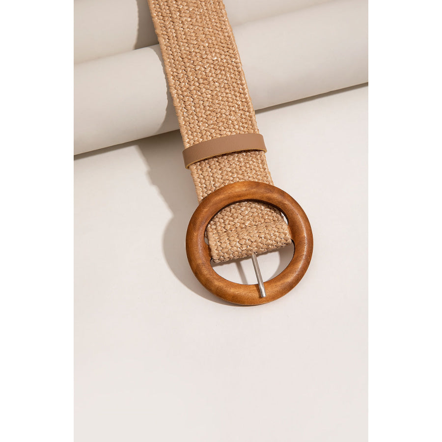 Polypropylene Woven Round Buckle Belt Camel / One Size Apparel and Accessories