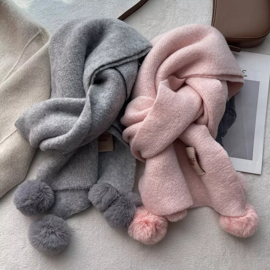 Pom-Pom Tassel Warm Scarf Apparel and Accessories