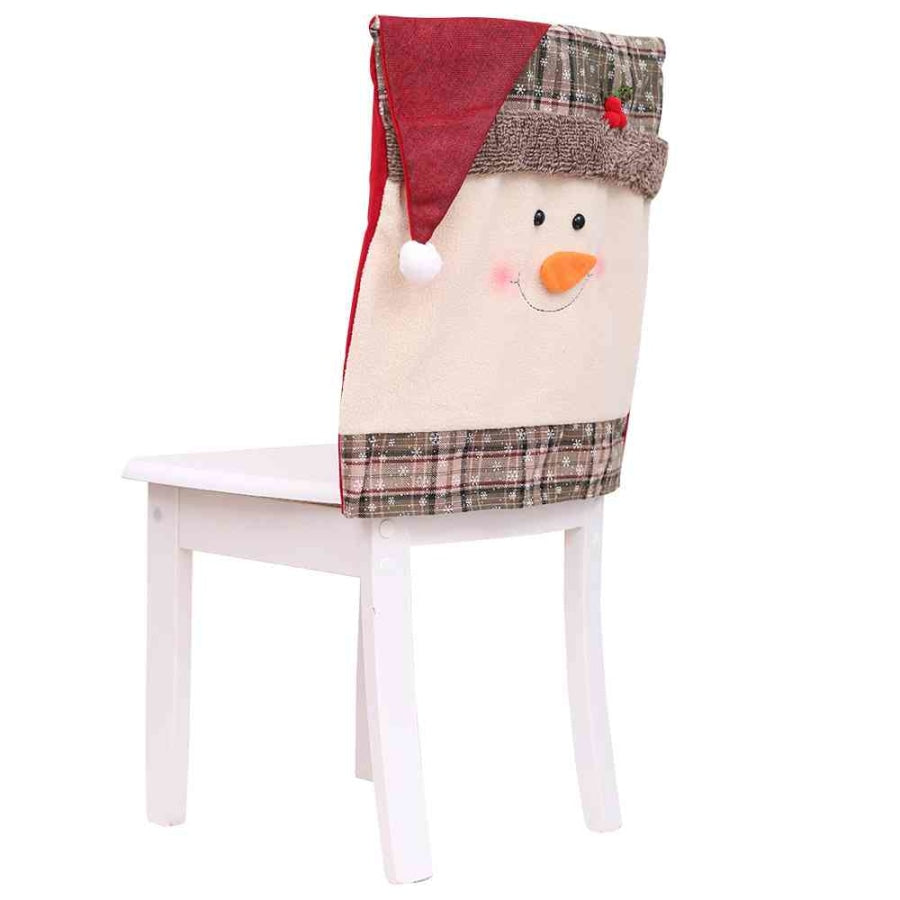 Pom-Pom Trim Chair Cover Snowman / One Size