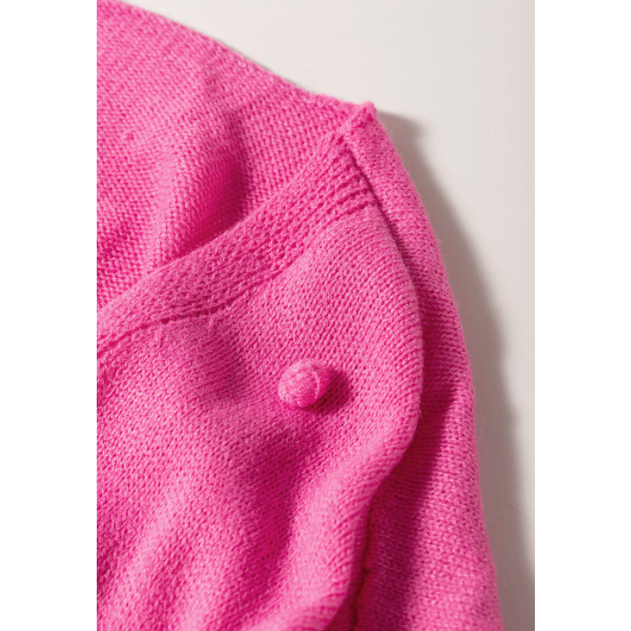 Pompom Color Block Open Front Cardigan Apparel and Accessories