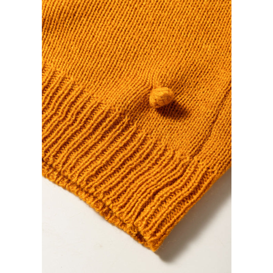 Pompom Color Block Open Front Cardigan Apparel and Accessories
