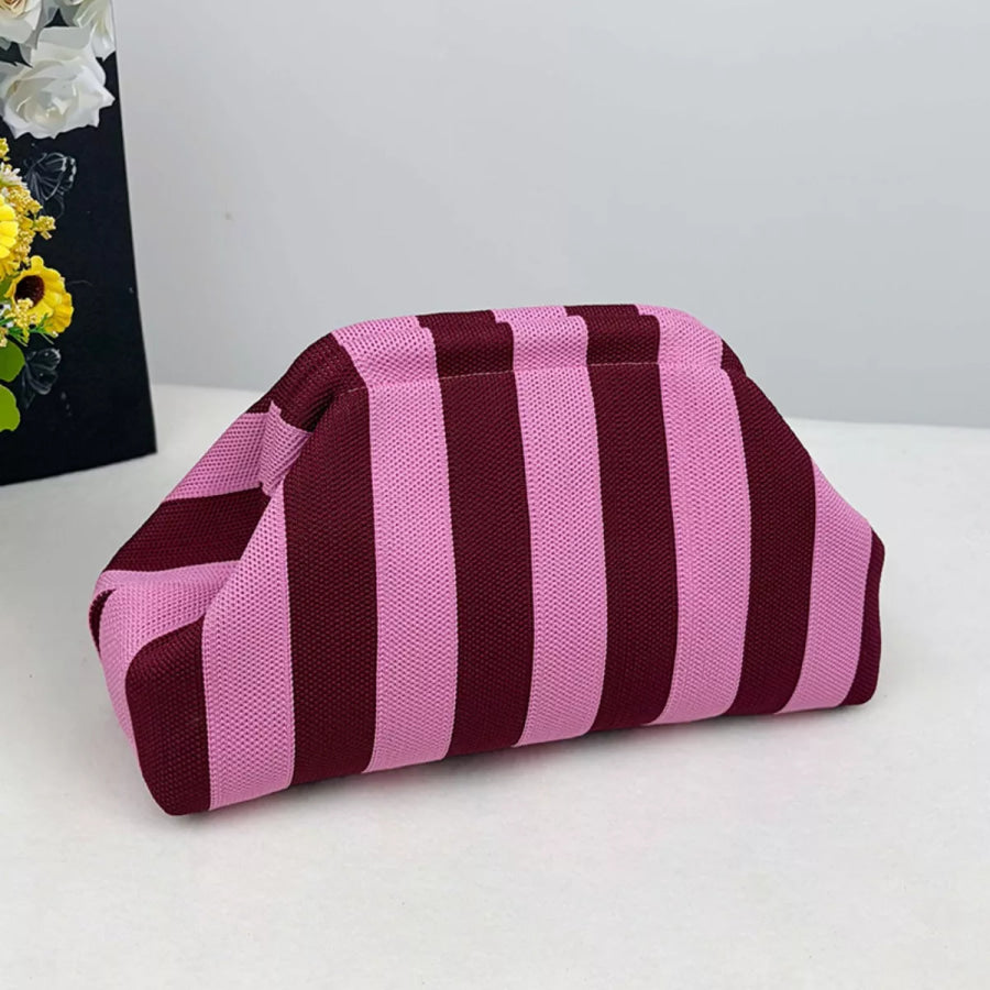 Portable Contrast Knit Clutch Style F / One Size Apparel and Accessories