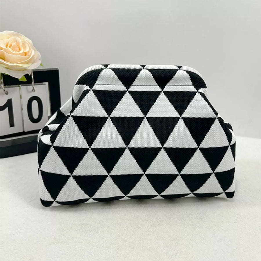Portable Contrast Knit Clutch Style J / One Size Apparel and Accessories