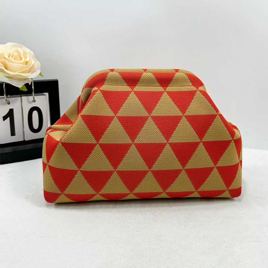 Portable Contrast Knit Clutch Style K / One Size Apparel and Accessories