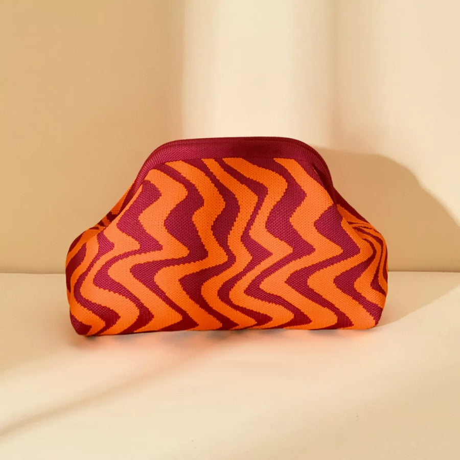 Portable Contrast Knit Clutch Style O / One Size Apparel and Accessories