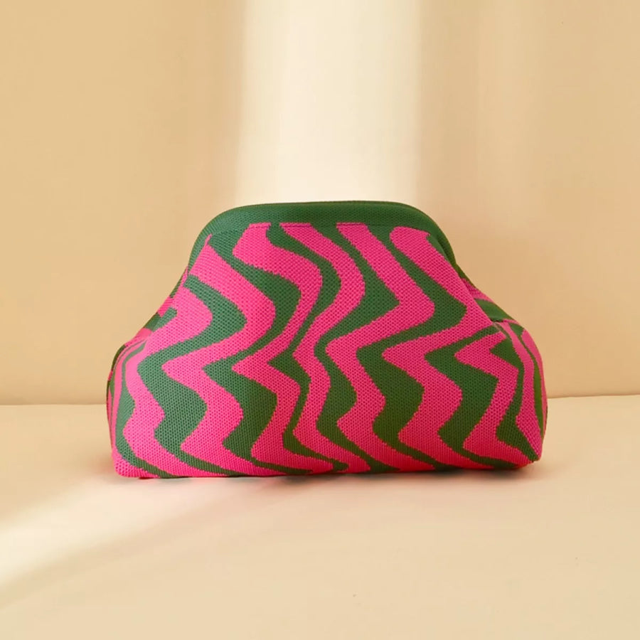 Portable Contrast Knit Clutch Style S / One Size Apparel and Accessories