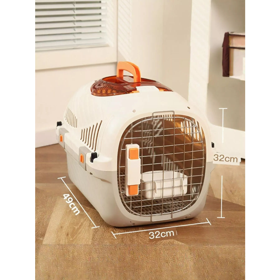 Portable Pet Carrier White Gray With Skylight (Within 33 lbs) / One Size Apparel and Accessories