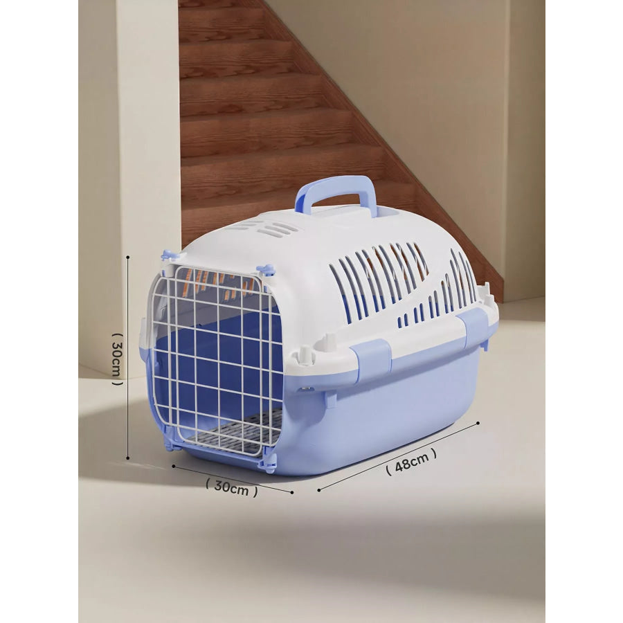 Portable Ventilated Pet Carrier Travel Cage Light Blue / One Size Apparel and Accessories