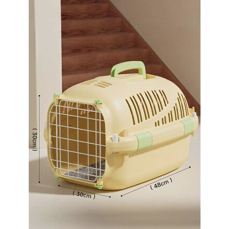 Portable Ventilated Pet Carrier Travel Cage Pastel Yellow / One Size Apparel and Accessories