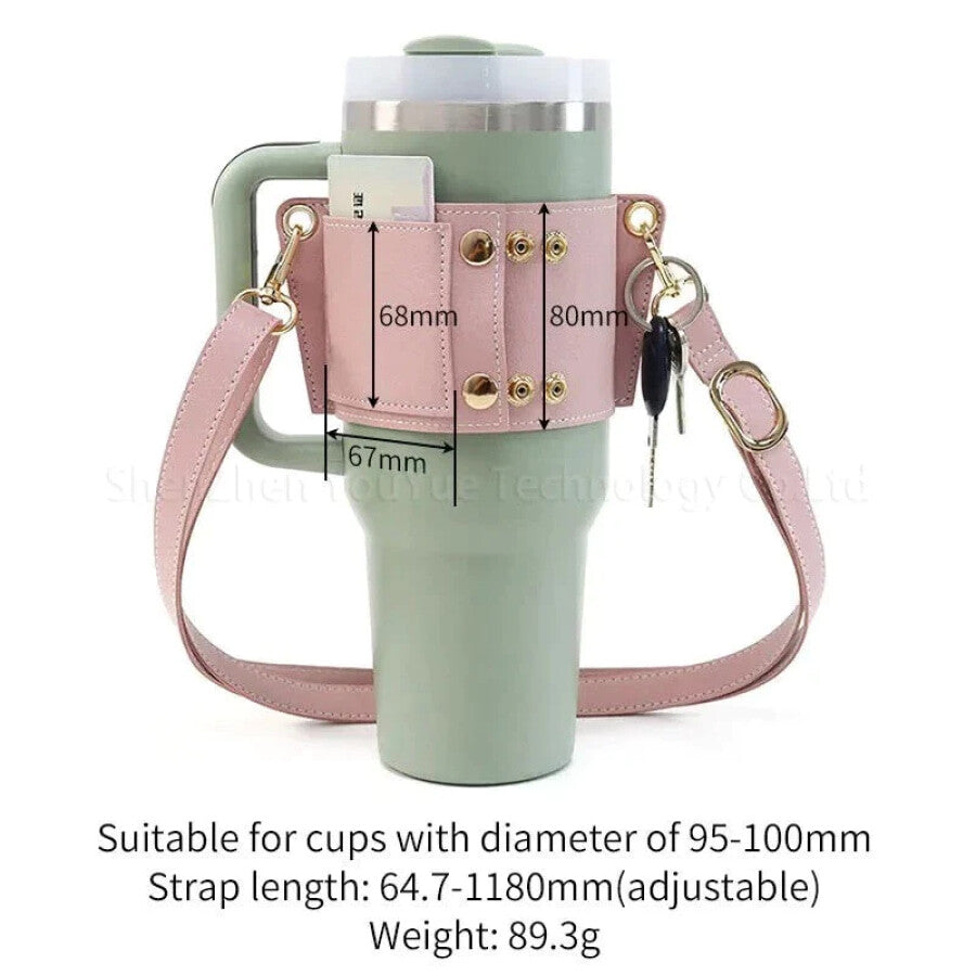 Preorder - Adjustable Leather Strap Bottle / Tumbler Carrier 40oz &amp; 30oz - 3 Weeks ETA Tumbler Carrier