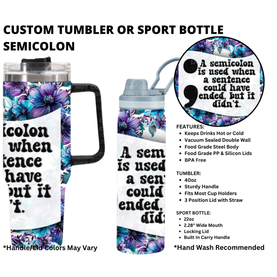 Preorder Custom 40oz Tumbler / 22oz Sport Bottle - Closes 1 Jan - ETA early Apr 2025 Tumbler