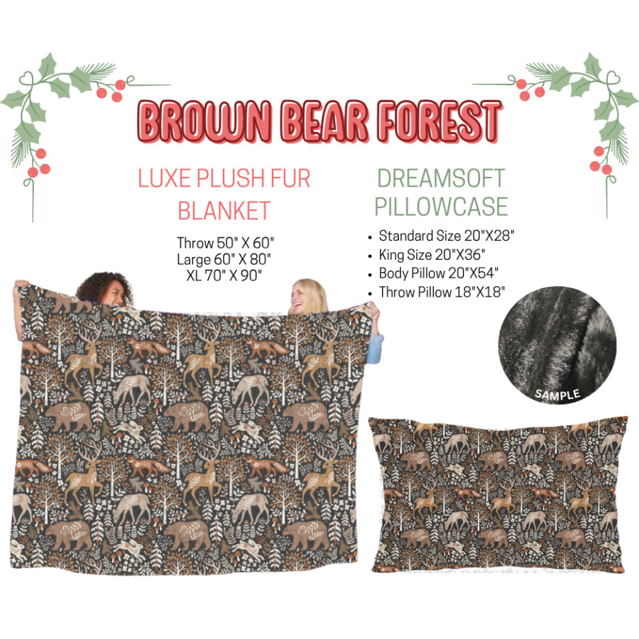 Preorder Custom Blankets / Pillowcases Brown Bear Forest Closes 3 Sep ETA Early Jan 2025 Sheets & Pillowcases