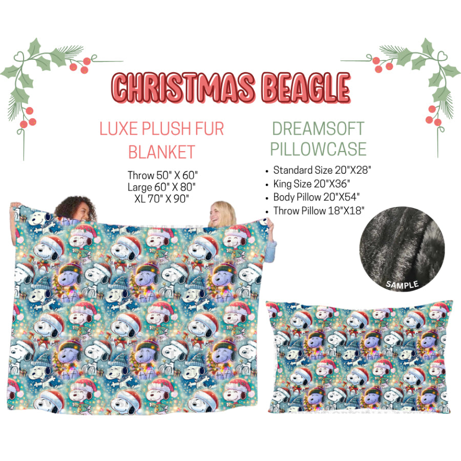 Preorder Custom Blankets / Pillowcases Christmas Beagle Closes 3 Sep ETA Early Jan 2025 Sheets & Pillowcases