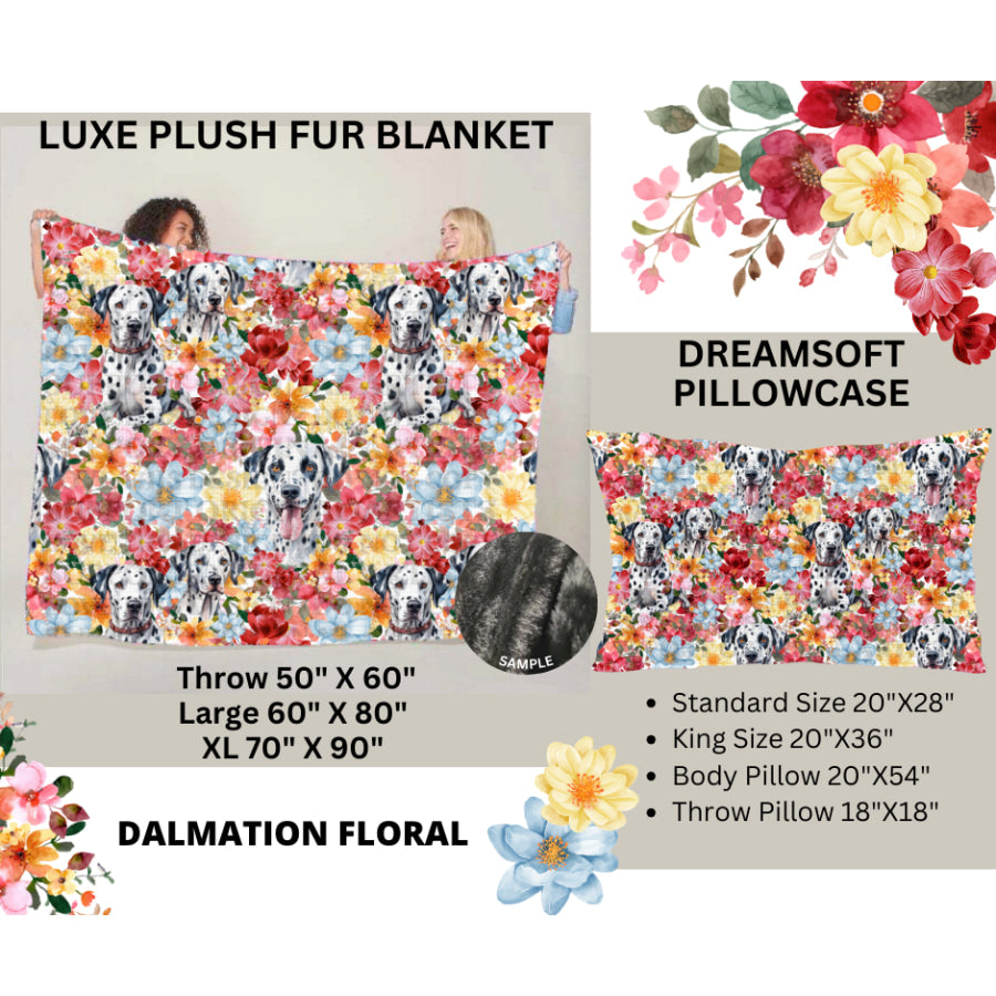 Preorder Custom Blankets / Pillowcases - Dalmatian Floral - Closes 24 Feb - ETA early Jun 2025 Sheets &amp; Pillowcases