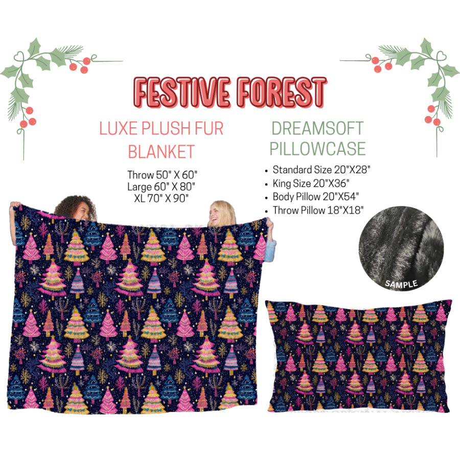 Preorder Custom Blankets / Pillowcases Festive Forest Closes 3 Sep ETA Early Jan 2025 Sheets & Pillowcases