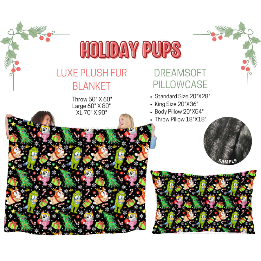 Preorder Custom Blankets / Pillowcases Holiday Pups Closes 3 Sep ETA Early Jan 2025 Sheets & Pillowcases