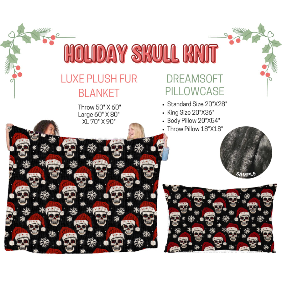 Preorder Custom Blankets / Pillowcases Holiday Skull Knit Closes 3 Sep ETA Early Jan 2025 Sheets & Pillowcases
