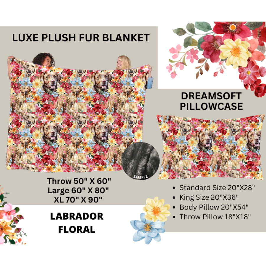 Preorder Custom Blankets / Pillowcases - Labrador Floral - Closes 24 Feb - ETA early Jun 2025 Sheets &amp; Pillowcases