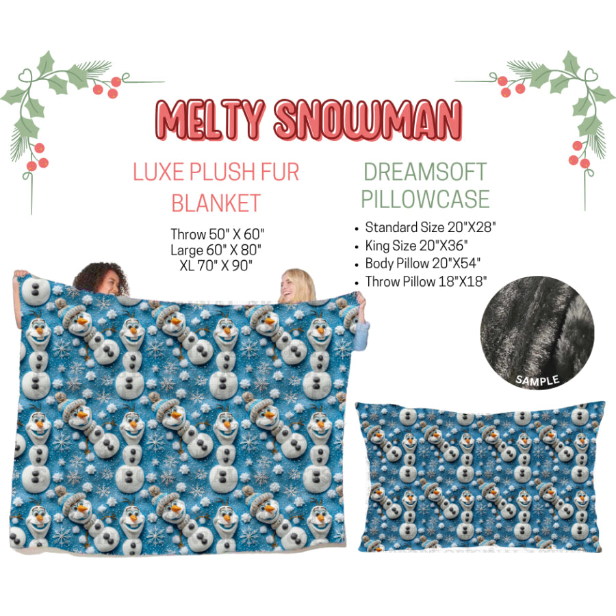 Preorder Custom Blankets / Pillowcases Melty Snowman Closes 3 Sep ETA Early Jan 2025 Sheets & Pillowcases