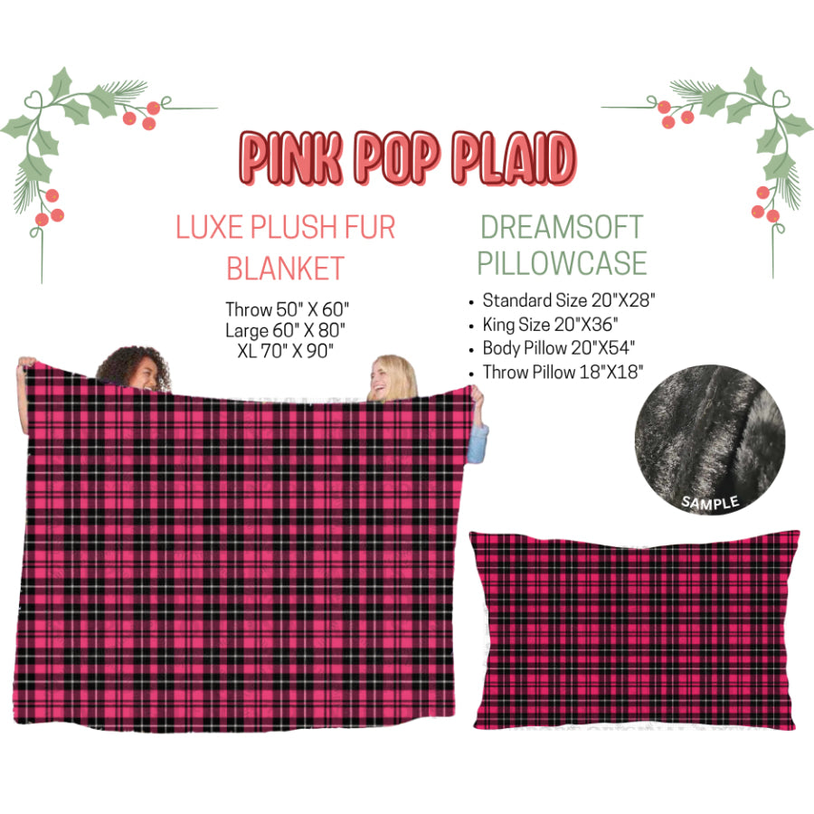 Preorder Custom Blankets / Pillowcases Pink Pop Plaid Closes 3 Sep ETA Early Jan 2025 Sheets &amp; Pillowcases