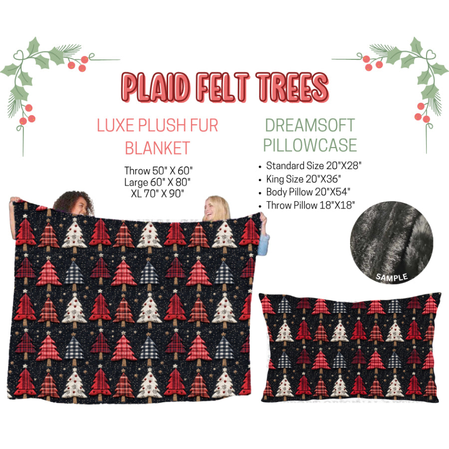 Preorder Custom Blankets / Pillowcases Plaid Felt Trees Closes 3 Sep ETA Early Jan 2025 Sheets & Pillowcases