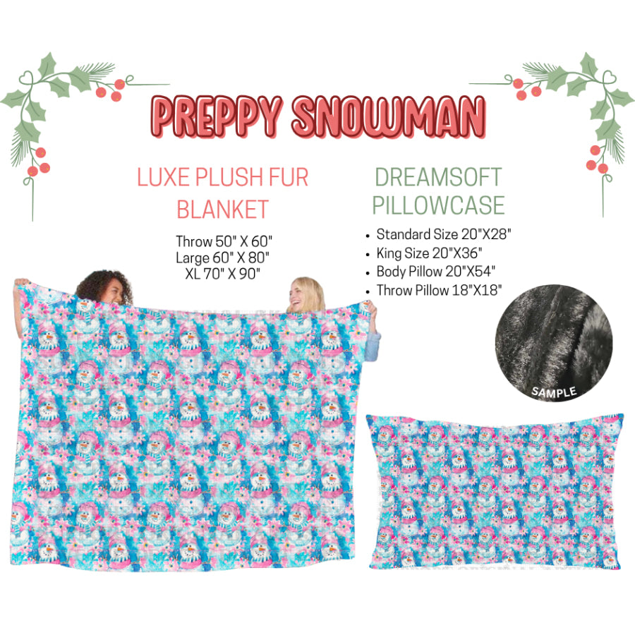 Preorder Custom Blankets / Pillowcases Preppy Snowman Closes 3 Sep ETA Early Jan 2025 Sheets & Pillowcases