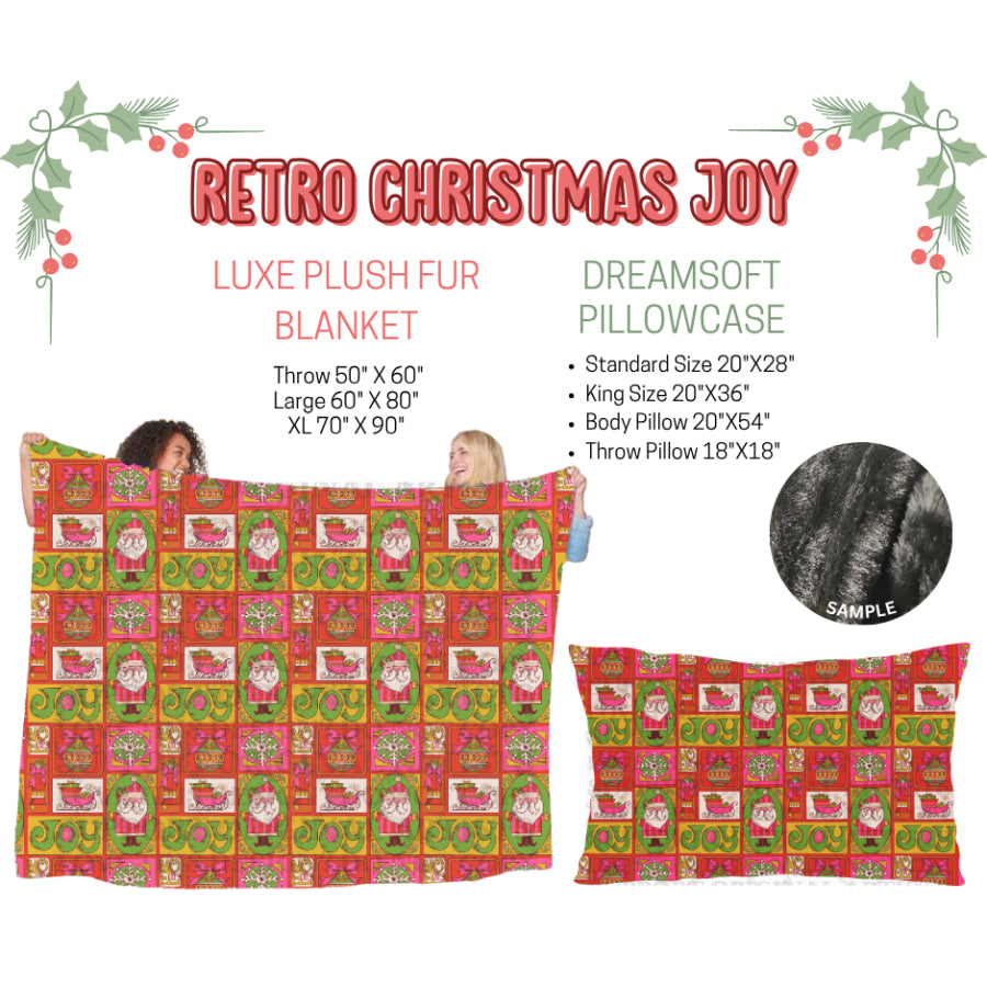 Preorder Custom Blankets / Pillowcases Retro Christmas Joy Closes 3 Sep ETA Early Jan 2025 Sheets & Pillowcases