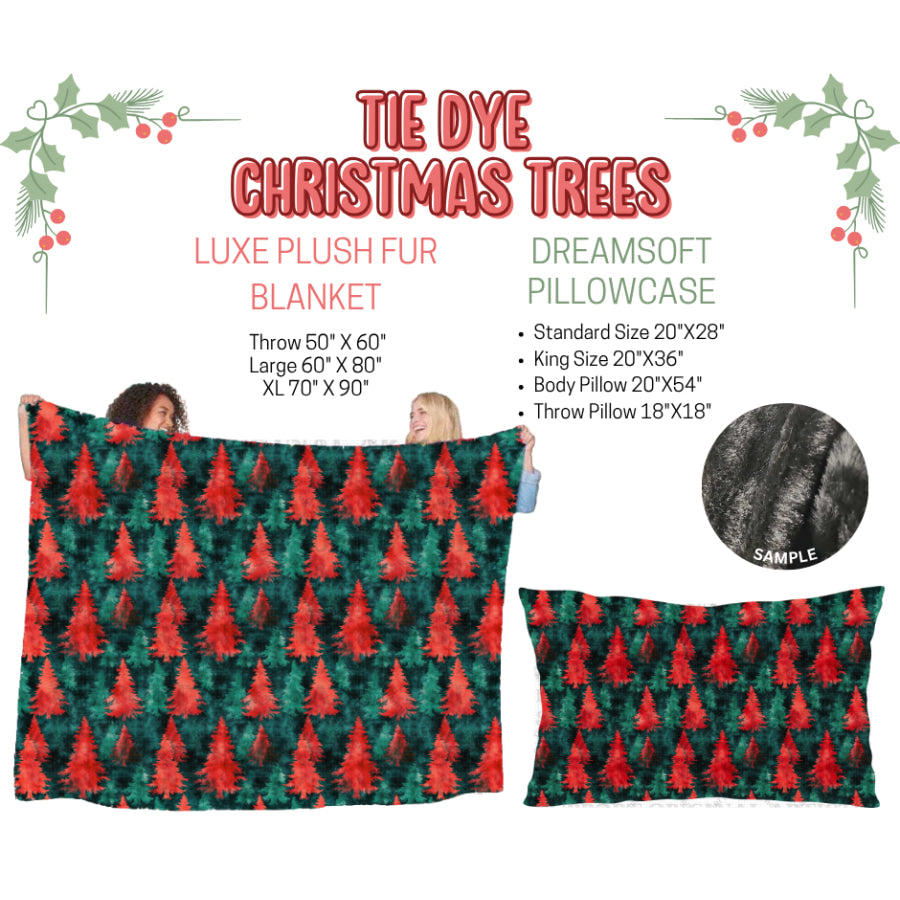 Preorder Custom Blankets / Pillowcases Tie Dye Christmas Trees Closes 3 Sep ETA Early Jan 2025 Sheets & Pillowcases