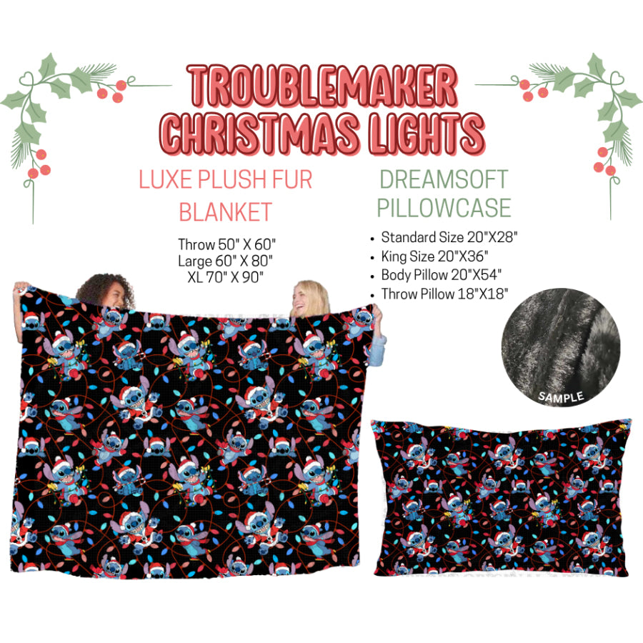 Preorder Custom Blankets / Pillowcases Troublemaker Christmas Lights Closes 3 Sep ETA Early Jan 2025 Sheets & Pillowcases