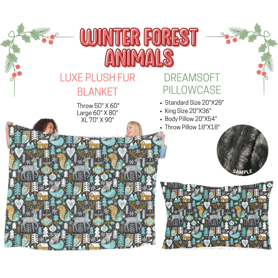 Preorder Custom Blankets / Pillowcases Winter Forest Animals Closes 3 Sep ETA Early Jan 2025 Sheets & Pillowcases