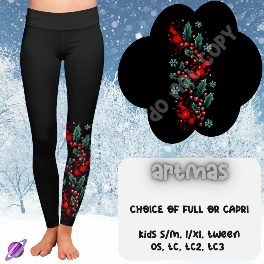 PREORDER Custom Boot Peeking Leggings - Artmas - Closes 12 Oct - ETA late Dec 2024 Leggings