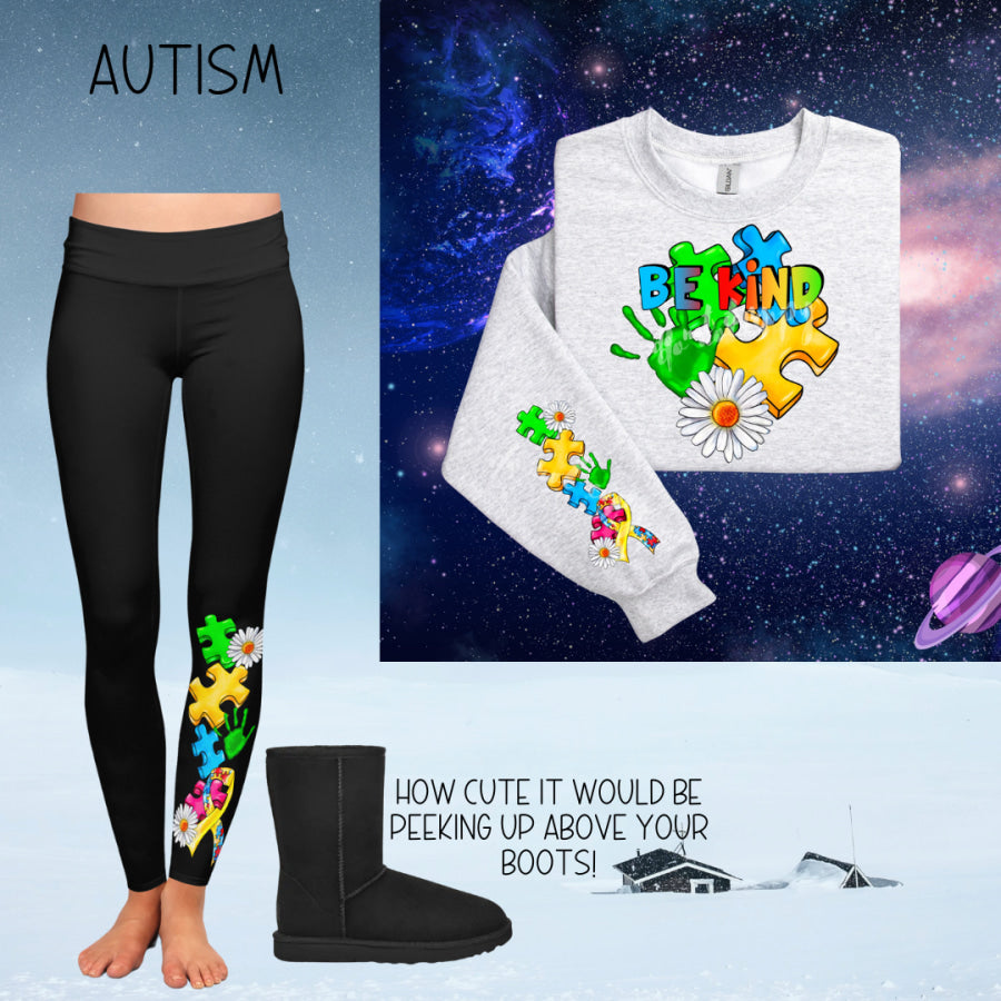 PREORDER Custom Boot Peeking Leggings - Autism - Closes 12 Oct - ETA late Dec 2024 Leggings