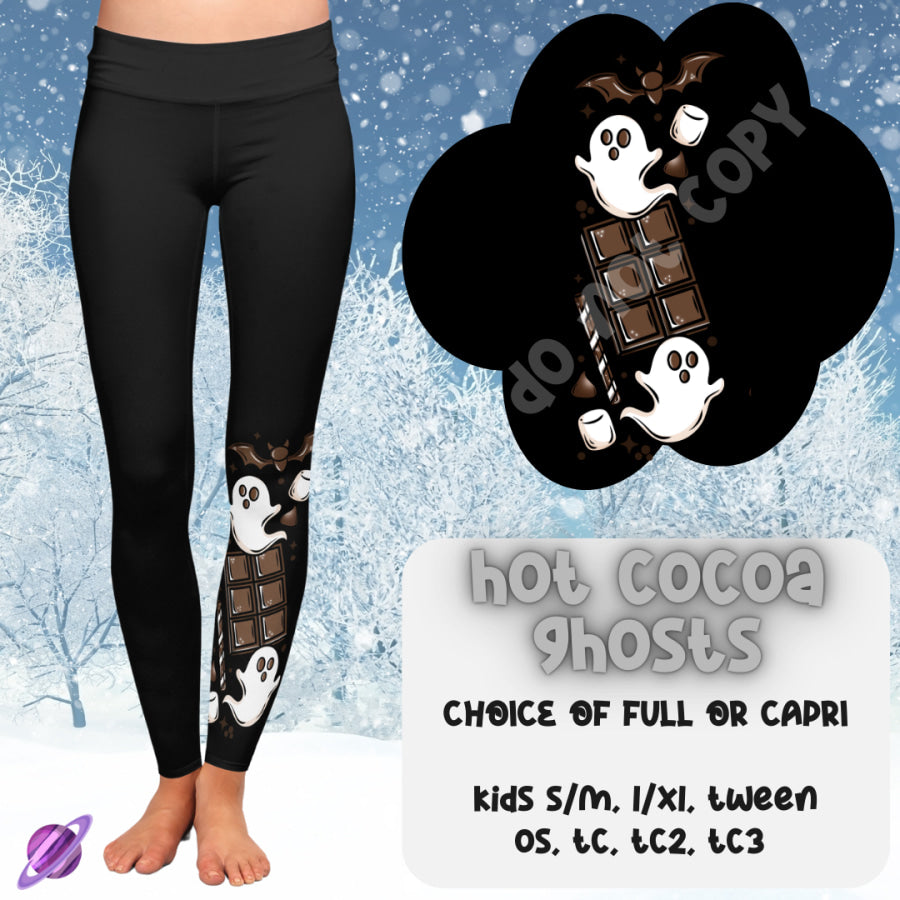 PREORDER Custom Boot Peeking Leggings - Hot Cocoa Ghosts - Closes 12 Oct - ETA late Dec 2024 Leggings