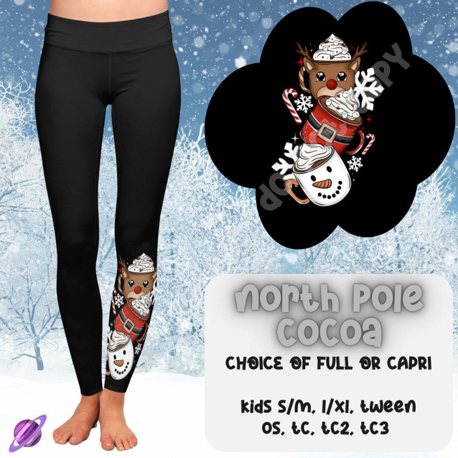 PREORDER Custom Boot Peeking Leggings - North Pole Cocoa - Closes 12 Oct - ETA late Dec 2024 Leggings