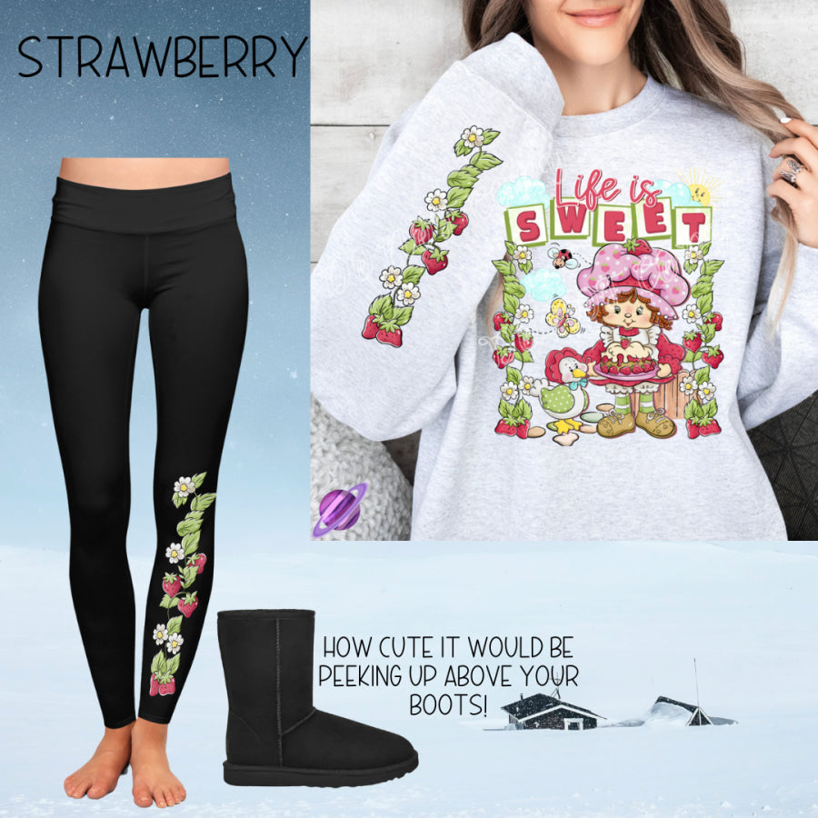 PREORDER Custom Boot Peeking Leggings - Strawberry - Closes 12 Oct - ETA late Dec 2024 Leggings