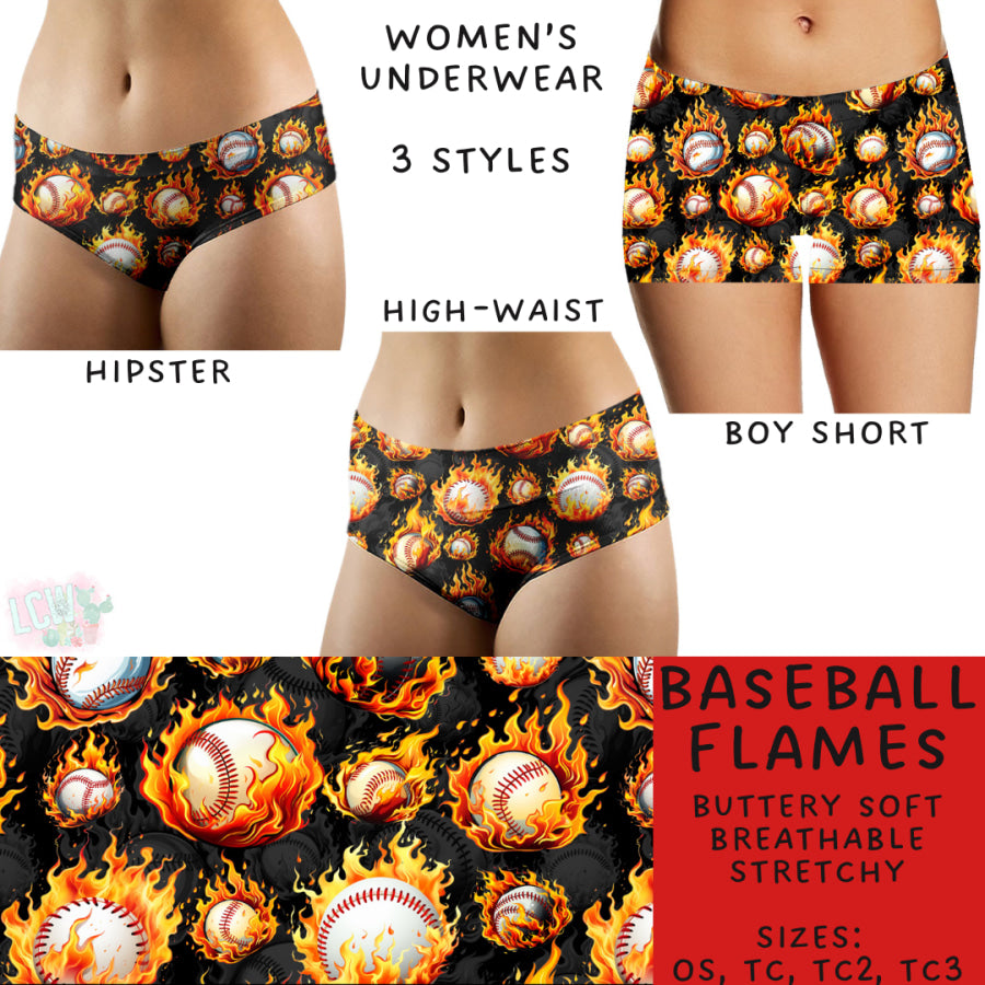 Preorder Custom Buttery Soft Underwear - Baseball Flames - Closes 27 Nov - ETA late Feb 2025 Underwear