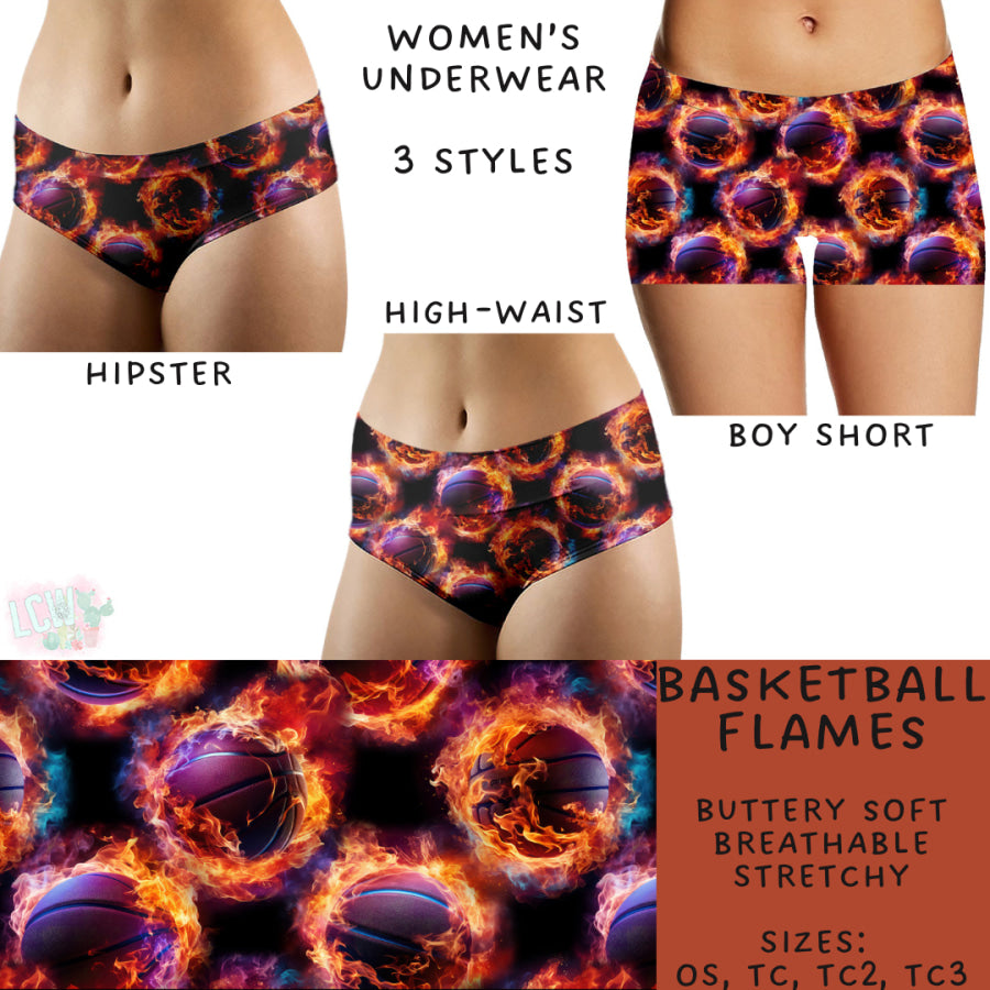 Preorder Custom Buttery Soft Underwear - Basketball Flames - Closes 27 Nov - ETA late Feb 2025 Underwear