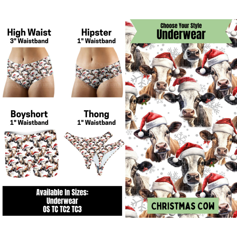 Preorder Custom Buttery Soft Underwear Christmas Cow Closes 25 Aug ETA mid Dec 2025 Underwear
