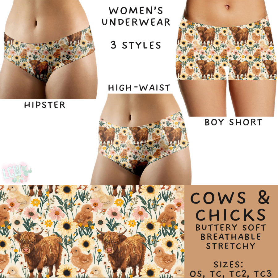 Preorder Custom Buttery Soft Underwear - Cows and Chicks - Closes 27 Nov - ETA late Feb 2025 Underwear