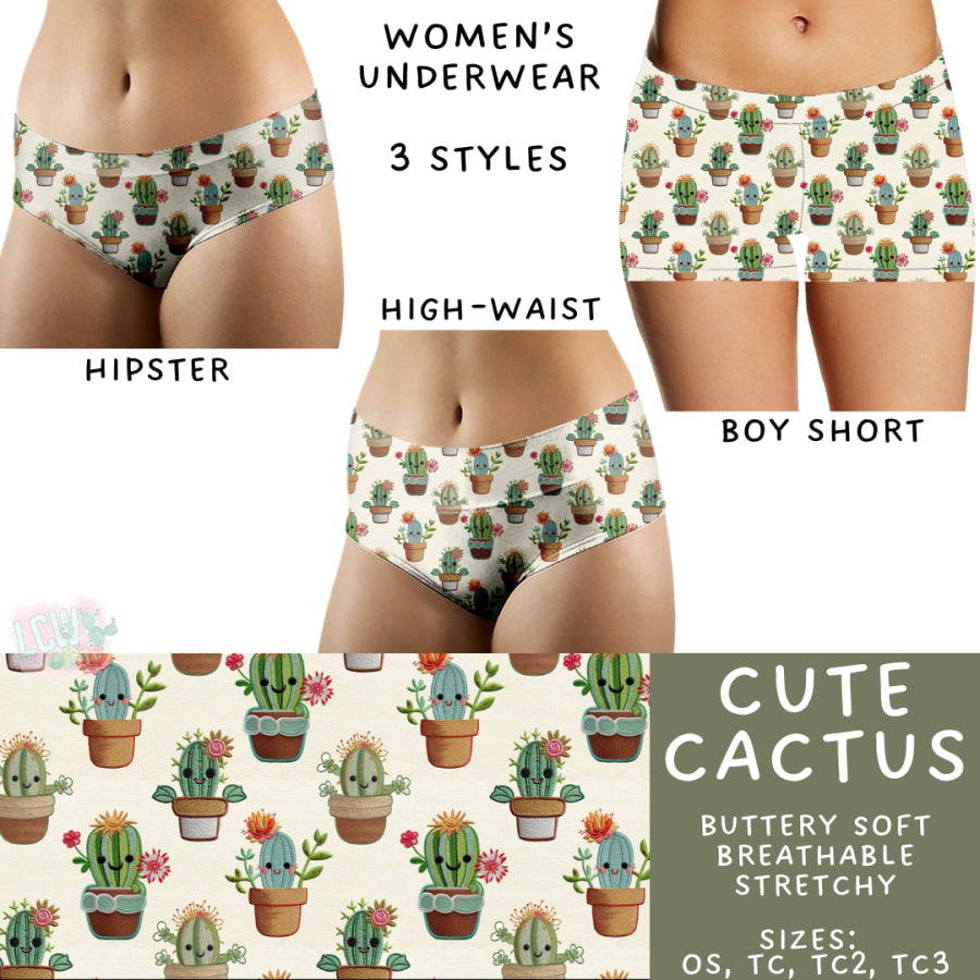 Preorder Custom Buttery Soft Underwear - Cute Cactus - Closes 14 Feb - ETA late Apr 2025 Underwear