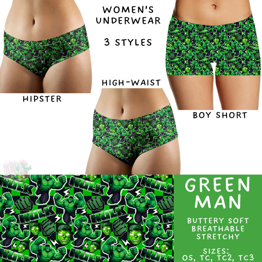 Preorder Custom Buttery Soft Underwear - Green Man - Closes 14 Feb - ETA late Apr 2025 Underwear