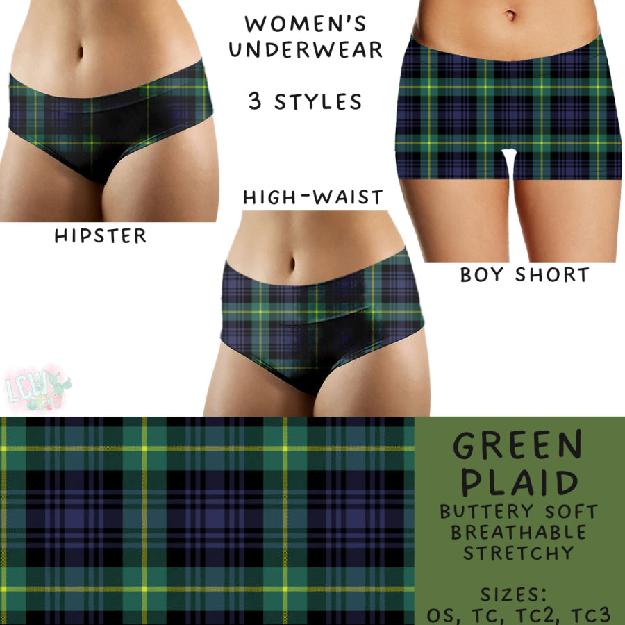 Preorder Custom Buttery Soft Underwear - Green Plaid - Closes 27 Nov - ETA late Feb 2025 Underwear