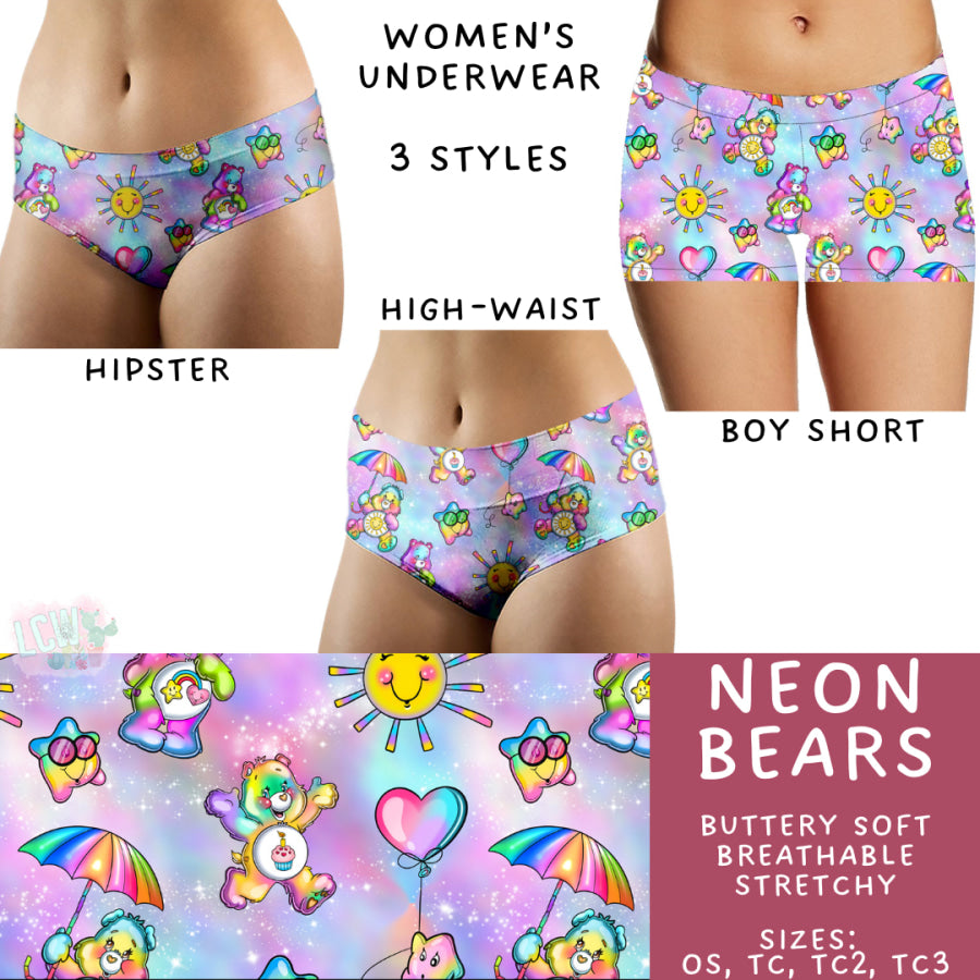 Preorder Custom Buttery Soft Underwear - Neon Bears - Closes 14 Feb - ETA late Apr 2025 Underwear