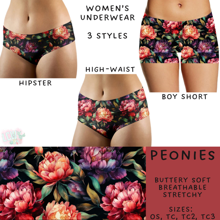 Preorder Custom Buttery Soft Underwear - Peonies - Closes 27 Nov - ETA late Feb 2025 Underwear